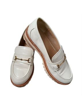 ZBY platform shoes lug sole slip on leather cream minimalist chunky loafers 8